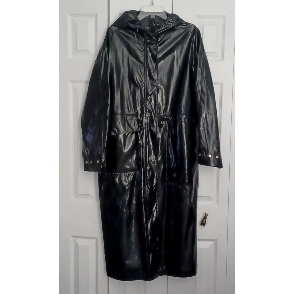 ASOS MNG Mango vinyl parka jacket in black Size M - L